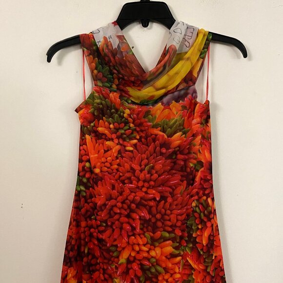 Zara Picante All Over Print Over The Shoulder Tulle Dress M - Picture 7 of 14